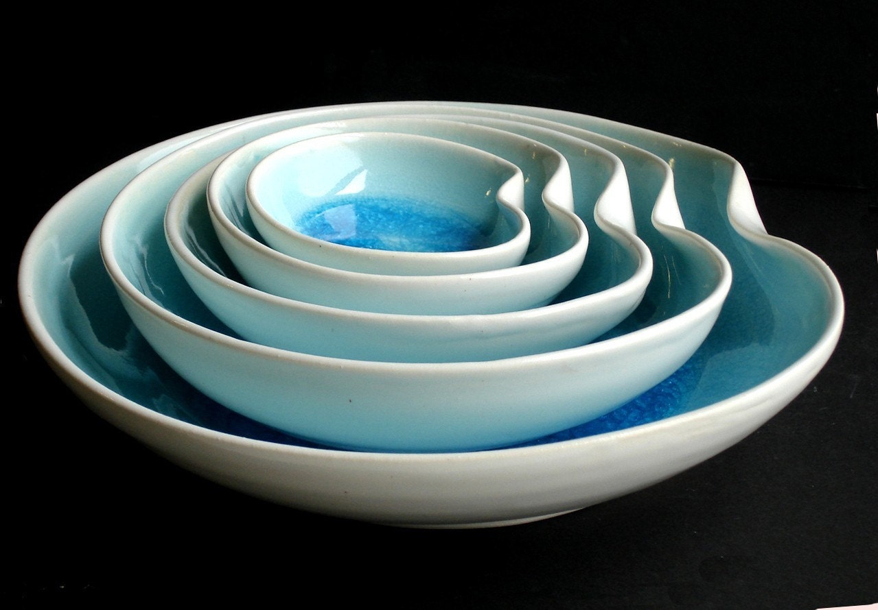 Aqua Blue Nesting Plate Set - MADE TO ORDER