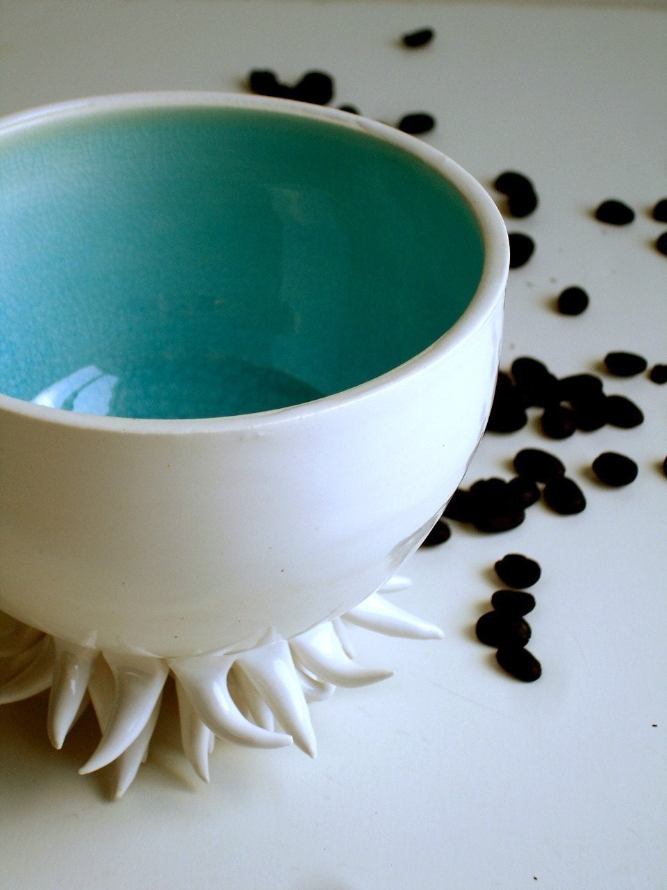 Wheel Thrown and Hand sculpted Sea Urchin Porcelain Cup / Bowl