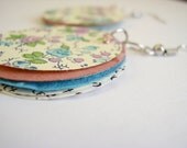 Floral Book Earrings, Paper Moon Earrings in Sweet Blue and Purple Floral Print