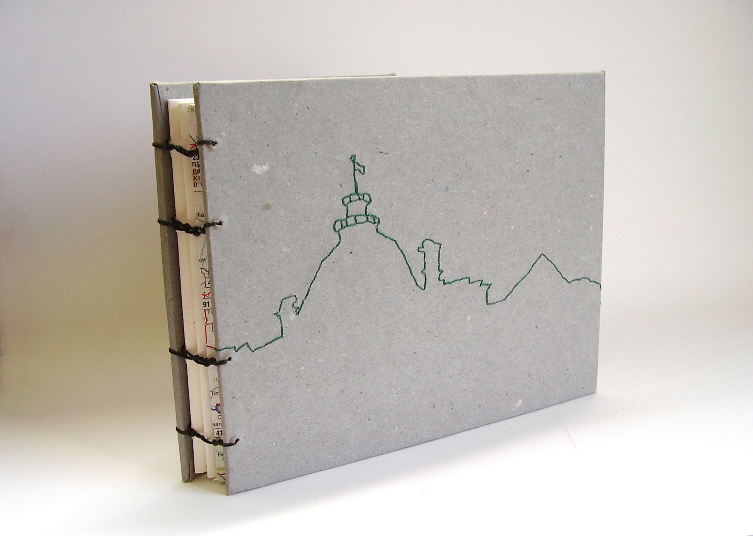Embroidered Coptic Bound Travel Journal - Montreal Cityscape Cover