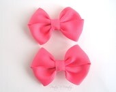 Hair Bows Hot Pink Set of 2 Clippies Size Small