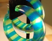 Limey Blues - vintage lucite hoop earrings