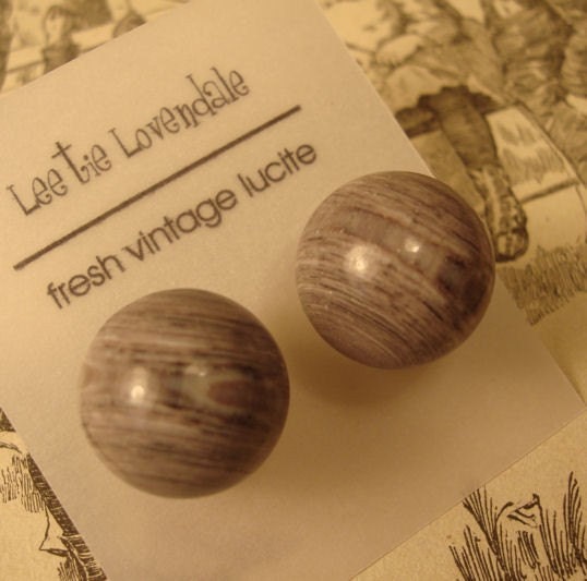 Lucite Post Earrings - Marbled Grey Posties