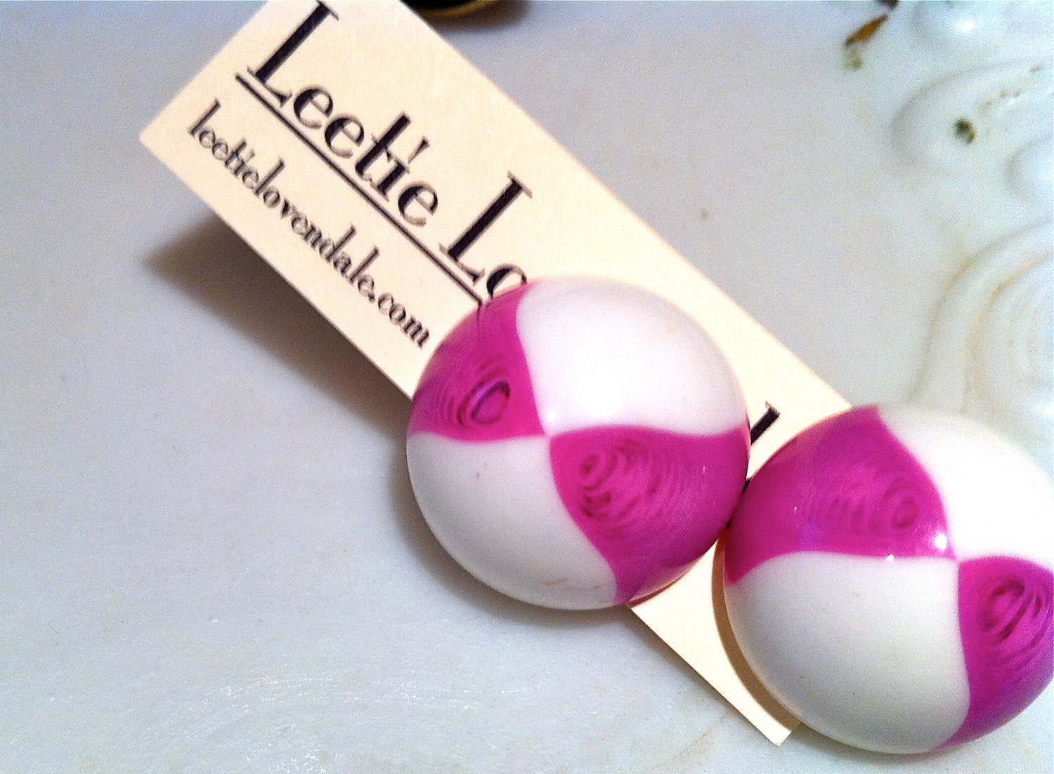 Violet Geo Dome Buttons - vintage lucite post earrings