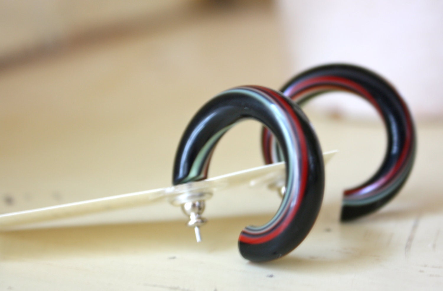 Black LIght Show Hoops - lucite earrings