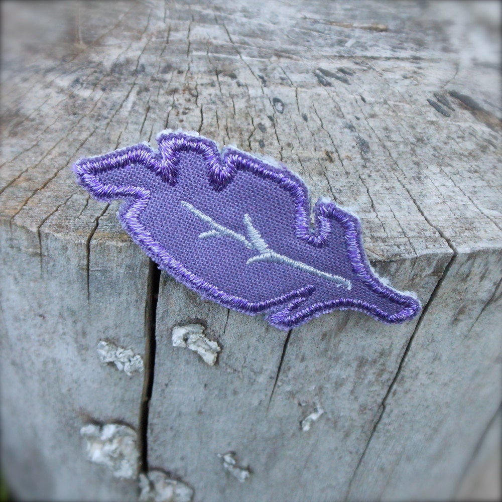 purple linen feather brooch