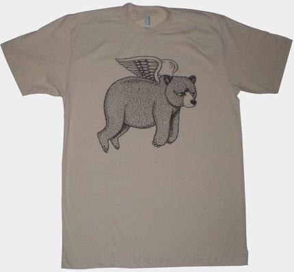 Flying Bear Mens T-Shirt Small, Medium, Large, XL in 8 Colors