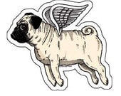 Flying Pug Die Cut Vinyl Sticker