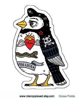 Mr Rockabilly Bird Die Cut Vinyl Sticker