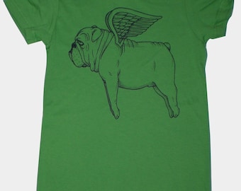 Flying Bulldog Womens T-Shirt Small, Medium, Large, XL in 9 Colors