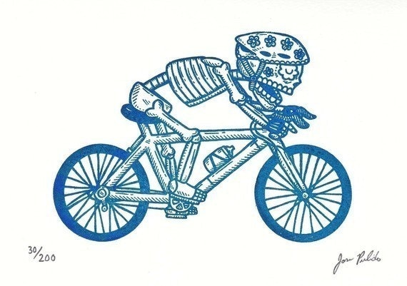 El Bicyclist Gocco Serigraph Artist Proof