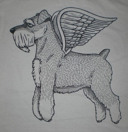 Flying Schnauzer Womens T-Shirt Small, Medium, Large, XL in 9 Colors