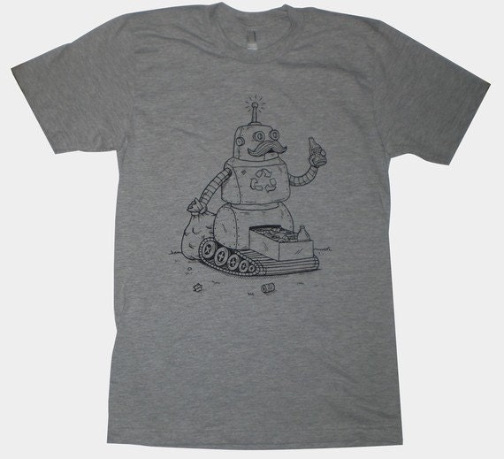 Recycling Robot Mens T-Shirt S, M, L, XL in 9 Colors