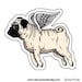 Flying Pug Die Cut Vinyl Sticker