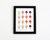 Ice Cream Cones colorful art print - KlingerCreative Ice Cream Cones colorful art print - KlingerCreative
