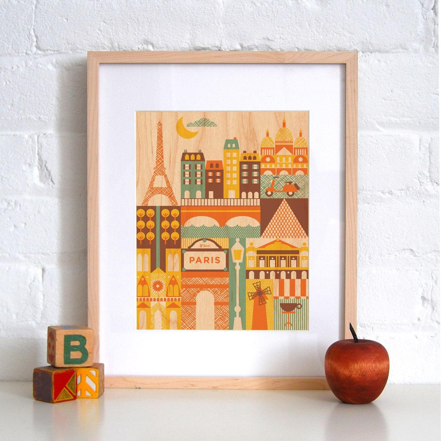 UNFRAMED 8x10 San Francisco city Print on Wood