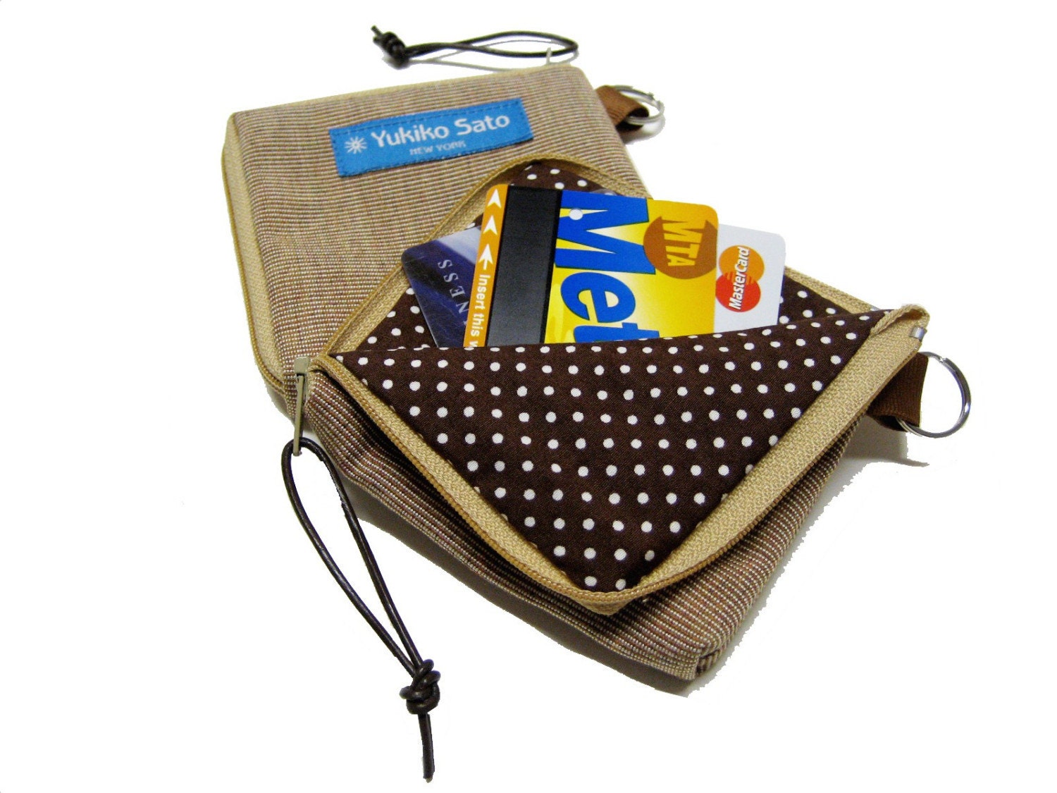 C2L SUN MochaChino Brown - Chibi TESAGE Case Two Side Zipper Wallet Key chain Zip Japanese Coin Purse Print - Yukiko Sato New York