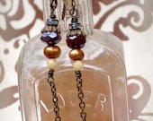 Romantica - Earrings with Brass, Freshwater Pearls, Crystal