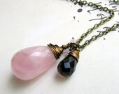 Pink Stone Necklace, Pendant  Long Necklace, Unique Jewelry