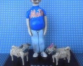 Father's Day Husband Dad Custom Figure with dog - paper clay folk art  sculpture