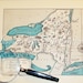 Map - New York Vintage Map - Aqua - Cottage Chic - A Fun and Funky Little 1930s Picture Map of New York to Frame