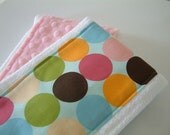 CANDY DOTS and Pink Minky Dots Boutique Burp Cloth Bundle of Two