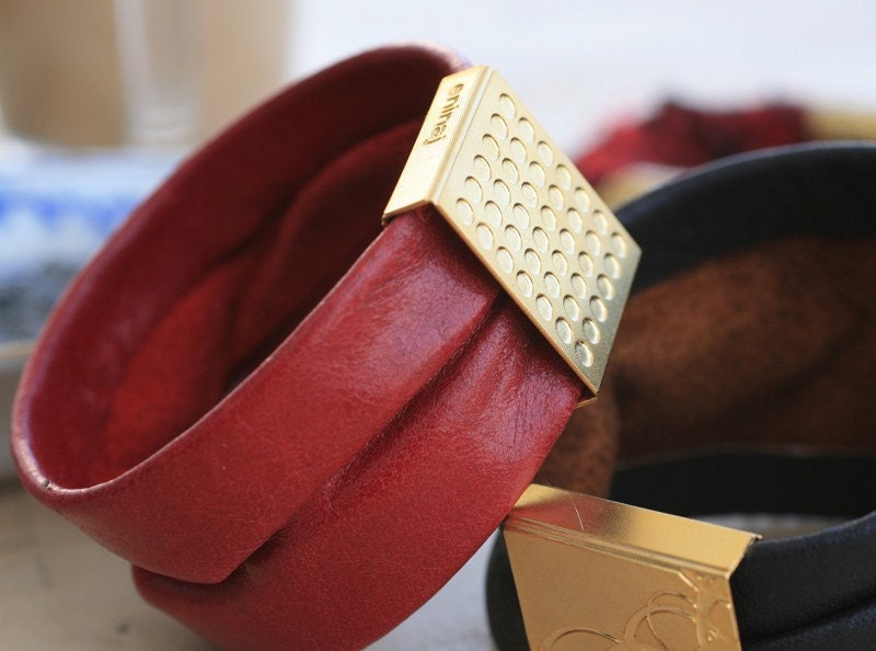 Soft Leather Bracelet- Gold plated original designed element