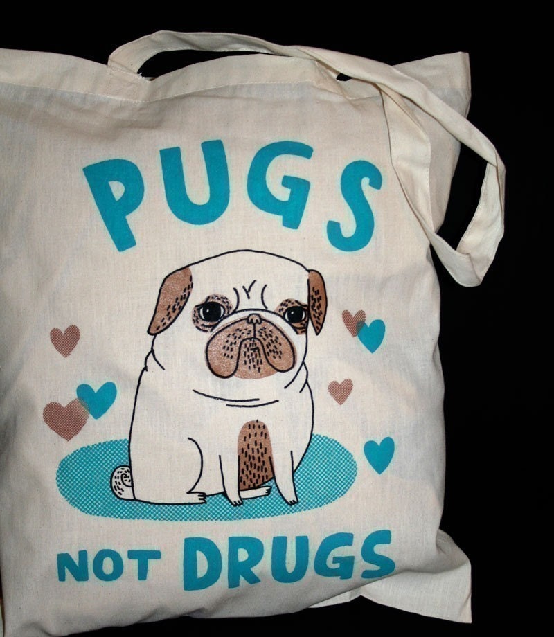 Pugs Not Drugs tote bag ORIGINAL