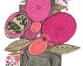 Flo's pitcher No.2 - 11x14 GICLEE PRINT, floral, botanical collage, Susan Black