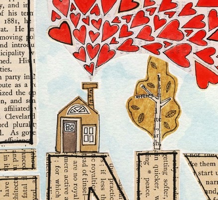 A Tiny Life No. 5 - 8x10 GICLEE PRINT typographic collage, house, Susan Black