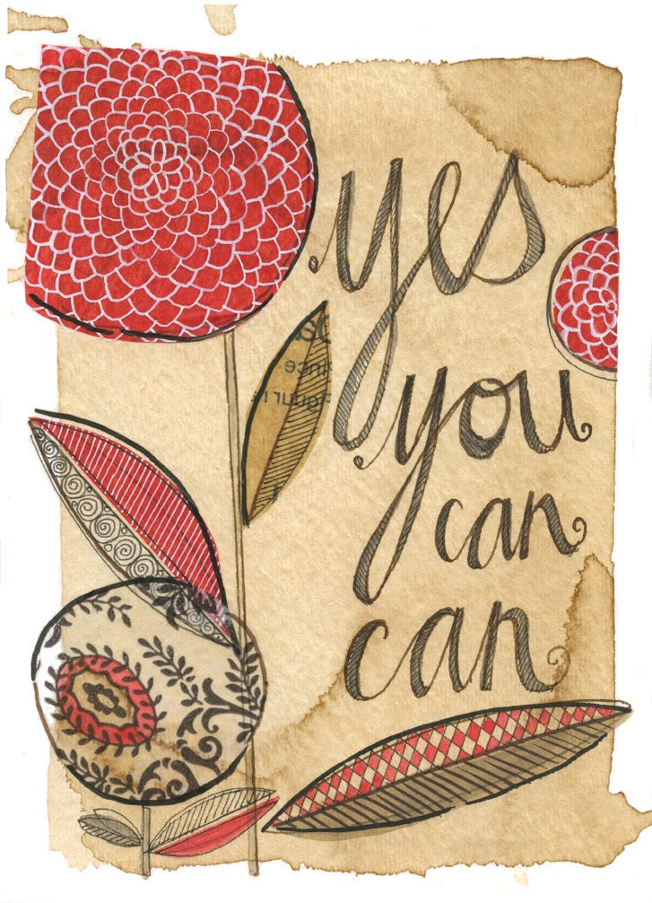 yes you can can - 5x7 GICLEE print, botanical collage, Susan Black