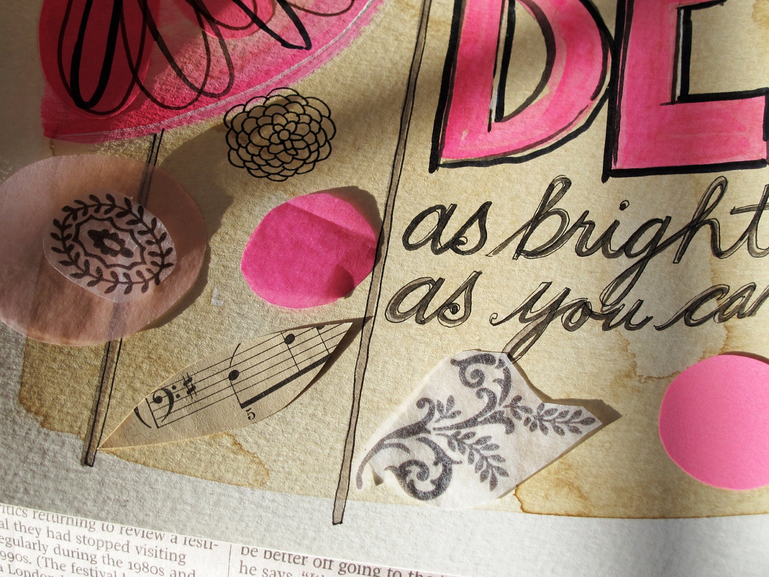 be as bright  - ORIGINAL collage drawing