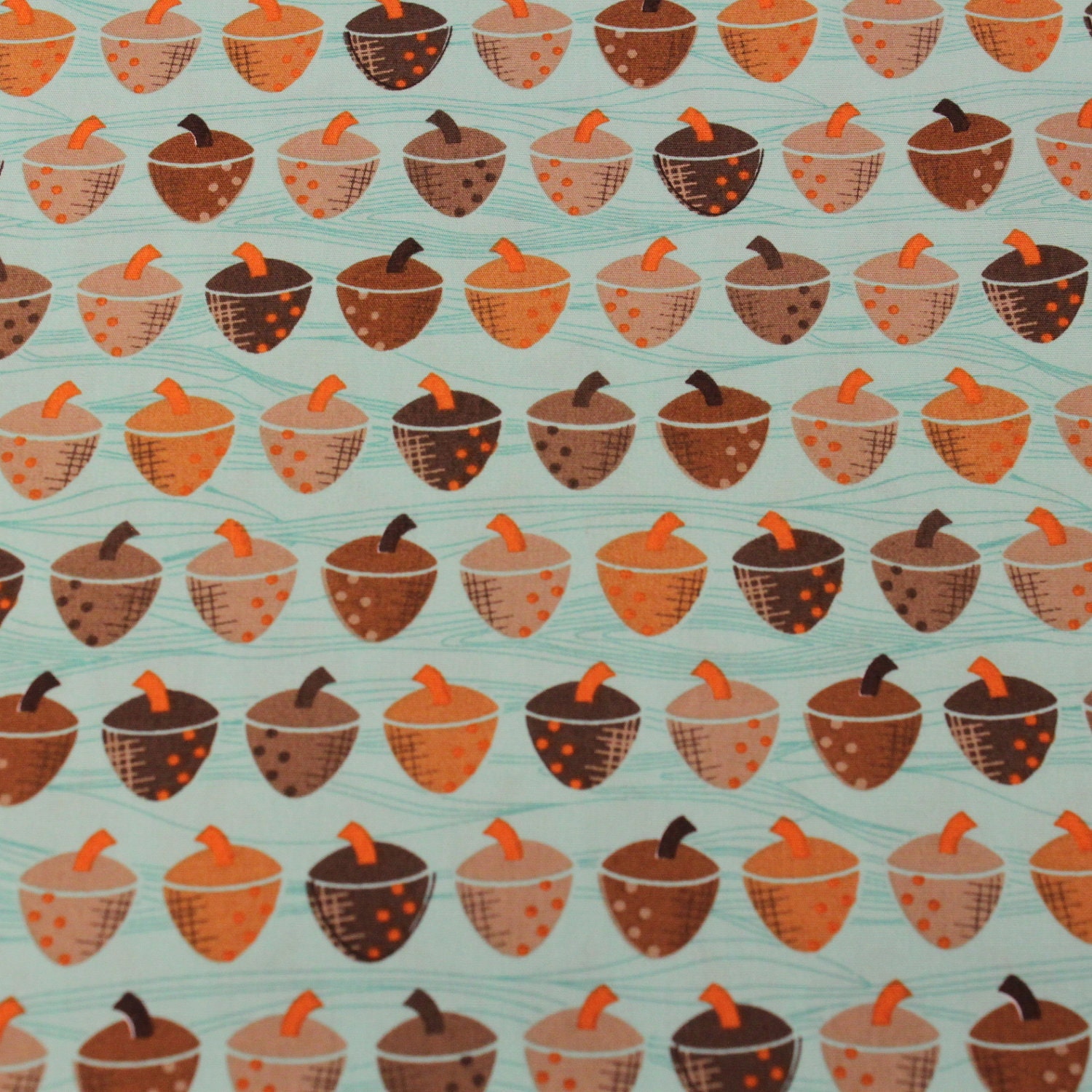 25% OFF The Woodlands Cotton Fabric by Khristian A Howell for Anthology -Acorns in Teal- 1 Yard