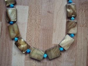 Turquoise and Golden lip shell Necklace