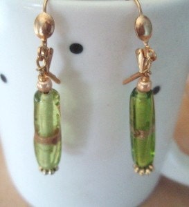 Lime Green Glass Earrings