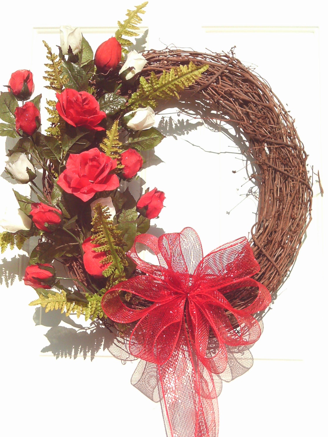 Summer Wreath-Rose Garden Wreath- -Front Door Wreath/ Wedding Wreath