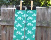 KOOL KID Arm / Leg Warmers for Baby, Toddler, Child, Tween Boy or Girl - White Bikes on Green - Fun and Functional Fashion