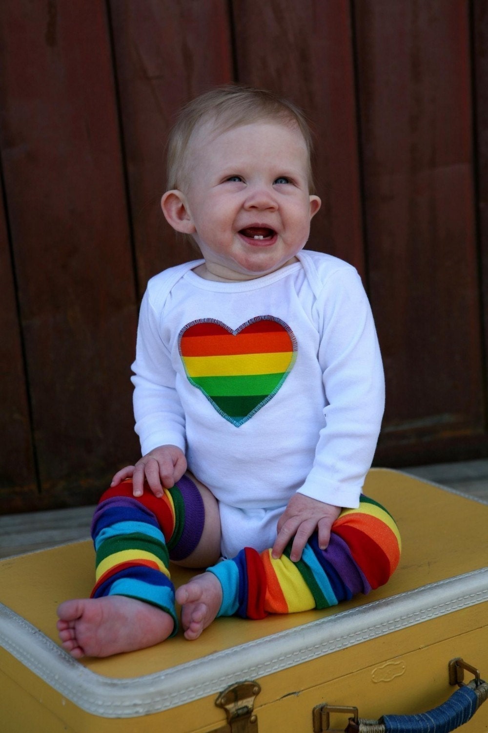 RAINBOW Striped - 2pc Appliqued Shirt or Onesie/Kool Kid Legs set for Children, Babies, Toddlers, Kids, Girls, Boys, Birthday Party