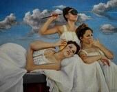 Oil portrait figure realism 30x40 inch painting figurative No Evil III by Kim Dow