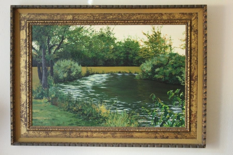 24x36inch Winnesquam River original oil landscape painting by Kim Dow