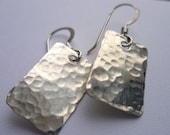recycled sterling watery hammered rectangle lightweight airy earrings
