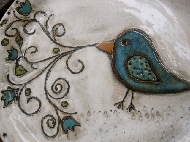 Whimsical Blue Bird Plate