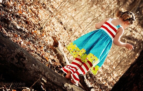 Dr. Seuss knot petal dress and ruffled striped pants