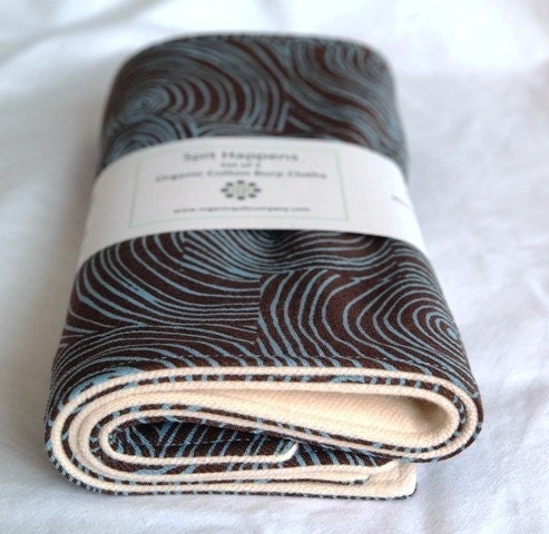 Organic Cotton Burp Cloths, Set of Two in Aqua Swirl, on SALE