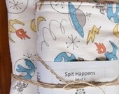 Organic Baby Blanket and Set of 2 Burp Cloths, ROCKETS AWAY