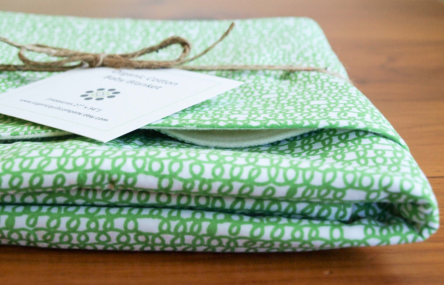 Organic Baby Blanket in Green Scribbles, LAST ONE
