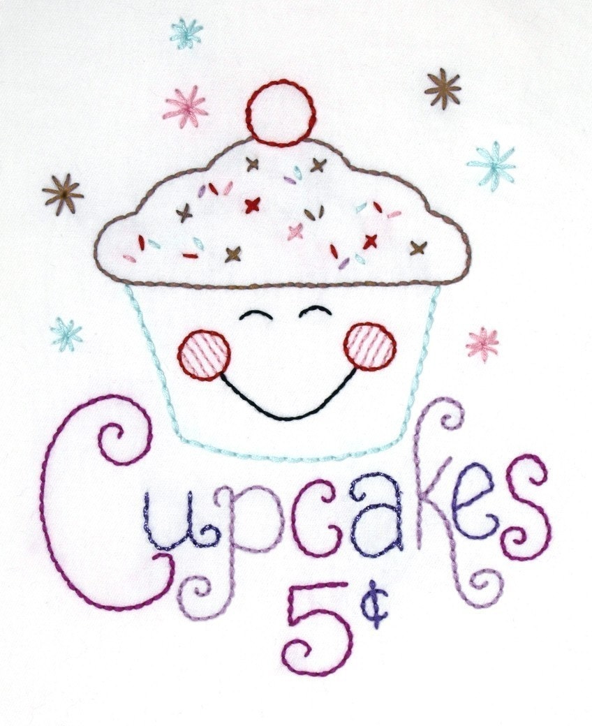 Cupcake Embroidery Pattern