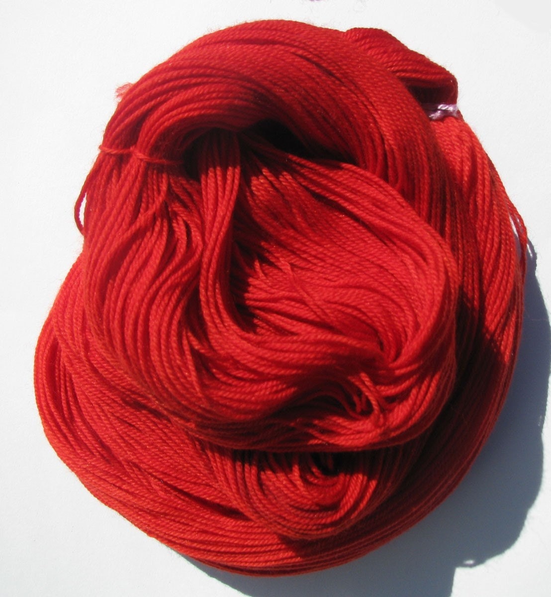 Sock Yan, Scarlet Red Hand Dyed Crochet & Knitting Yarn- Merino Wool Superwash Sock Yarn