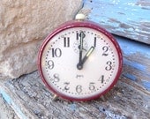 Vintage 1930 /1950 French  Japy alarm clock  Burgundy
