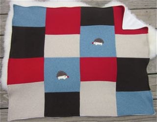 Hedgehog Cashmere Patchwork Baby Blanket Recycled Sweaters Made to Order your color choice - baby boy Patchwork Quilt Needle felted hedgies